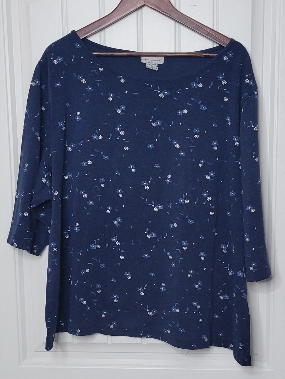 Avenue Navy Floral Scoop Neck Top